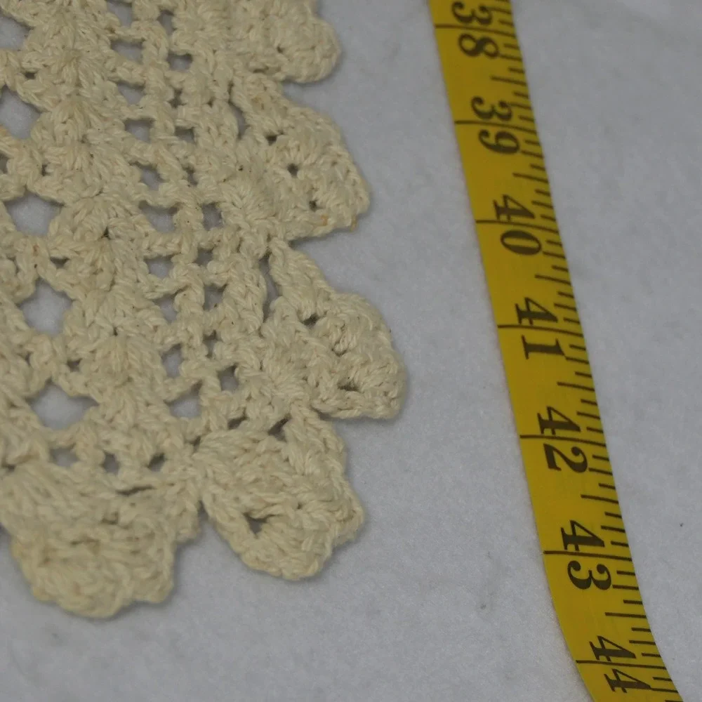 Handmade Table Runner 43x13 Cream Crochet Lace Vintage Cottagecore Farmhouse
